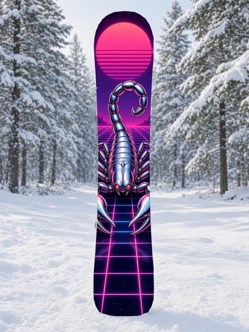 Chrome Scorpion Guardian snowboard wrap, Mythic collection