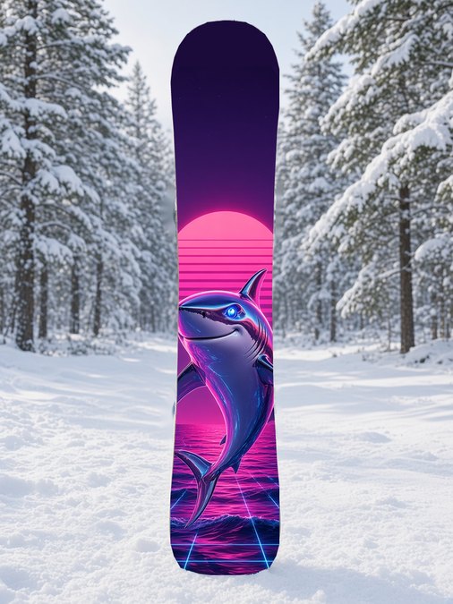 Chrome Synth Shark snowboard wrap, Mythic collection