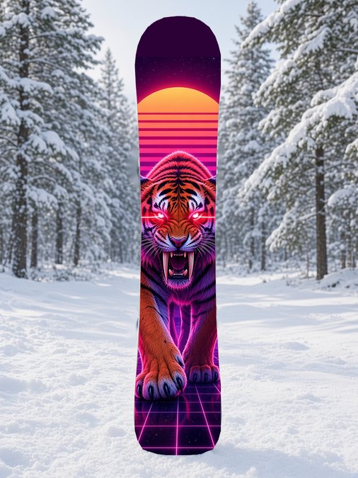 Laser Sabertooth Tiger snowboard wrap, Mythic collection