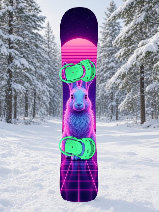 Neon Moon Rabbit snowboard wrap