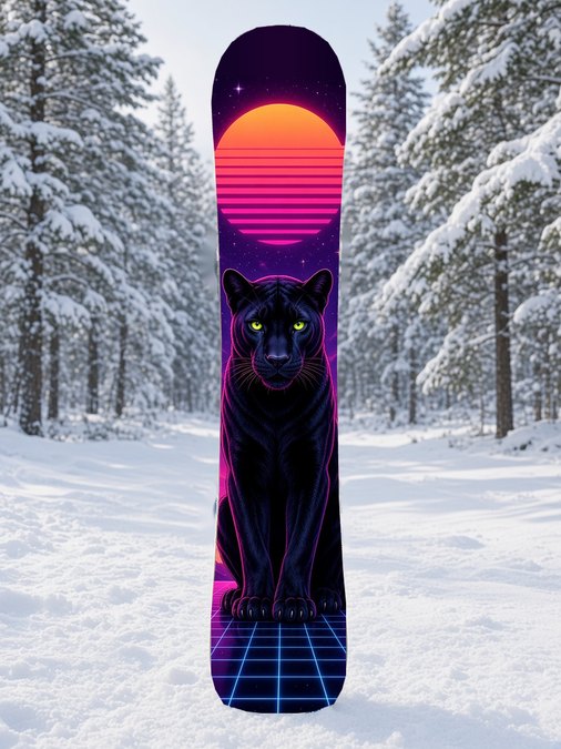Neon Panther Spirit snowboard wrap, Mythic collection