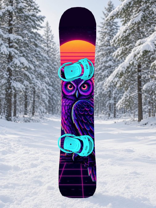 Vhs Glitch Owl snowboard wrap