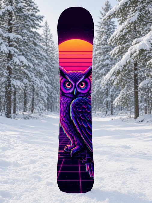 Vhs Glitch Owl snowboard wrap, Mythic collection