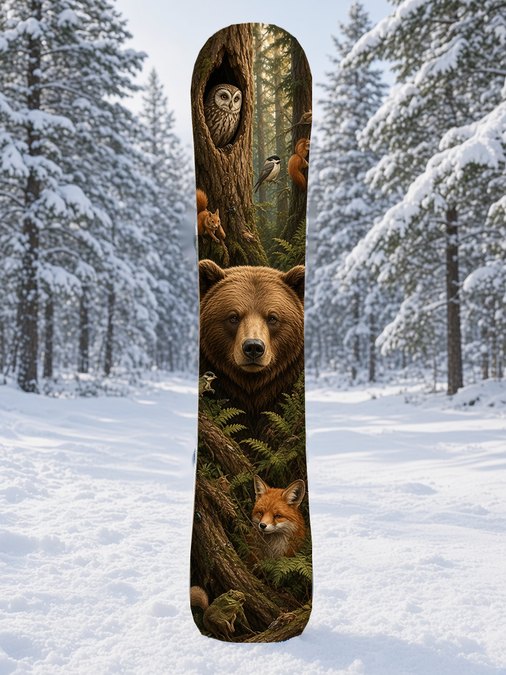 Hidden Bear Woods snowboard wrap, Backcountry collection