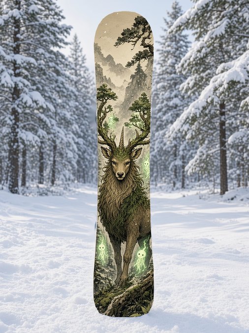 Forest Spirit Stag snowboard wrap, Mythic collection