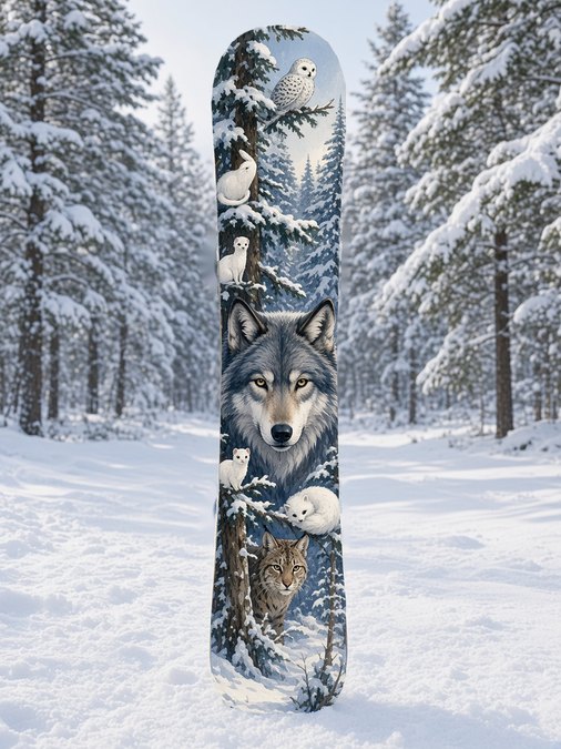 Winter Wolf Seek snowboard wrap, Backcountry collection
