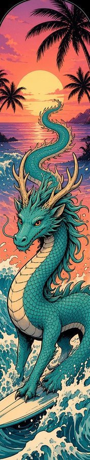 Sunset Surf Sea Dragon flat artwork