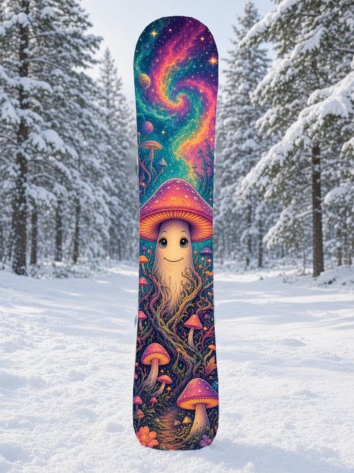 Cosmic Mushroom Spirit snowboard wrap, Mythic collection