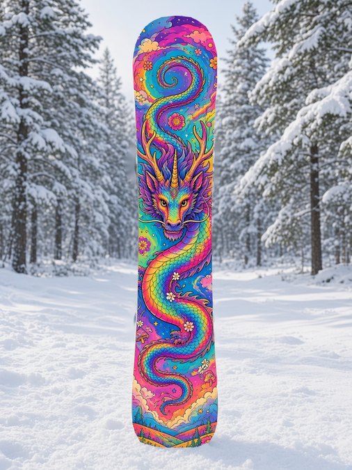 Tie Dye Dragon snowboard wrap, Mythic collection