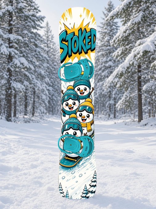 Chibi Snowman Stoked snowboard wrap