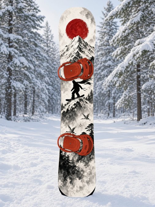 Ink Wash Peak snowboard wrap