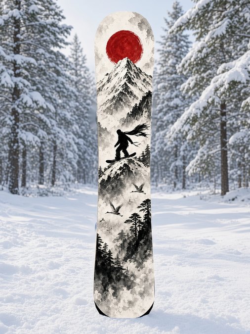 Ink Wash Peak snowboard wrap, Japanese Manga collection