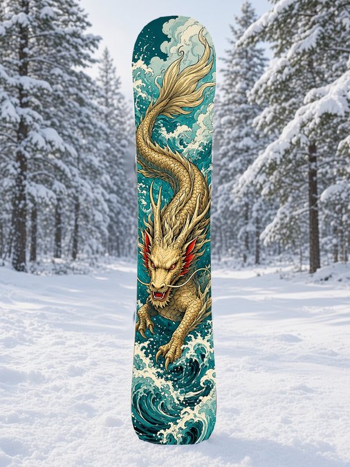 Koi Dragon Waves snowboard wrap, Japanese Manga collection