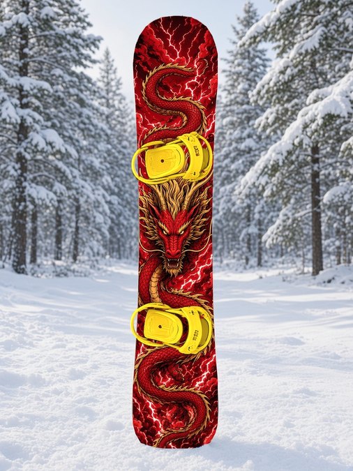 Red Thunder Dragon snowboard wrap