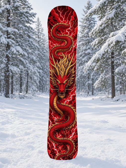 Red Thunder Dragon snowboard wrap, Japanese Manga collection