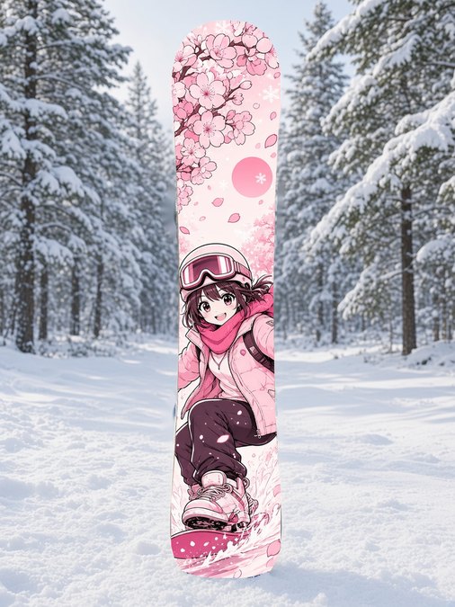 Sakura Snow Kawaii snowboard wrap, Japanese Manga collection