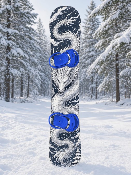 White Snow Dragon snowboard wrap