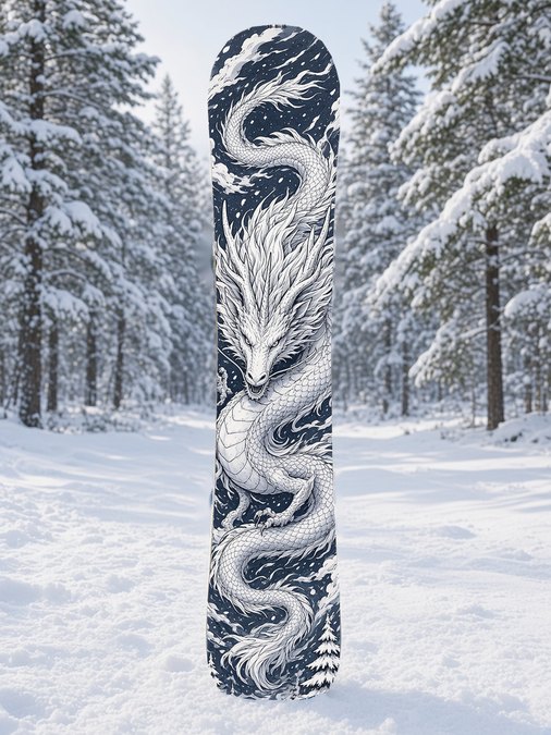 White Snow Dragon snowboard wrap, Japanese Manga collection