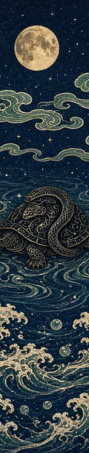 Genbu Moon Waves flat artwork, Samurai Folklore collection