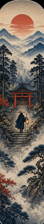 Misty Shrine Lone Wanderer flat artwork, Samurai Folklore collection