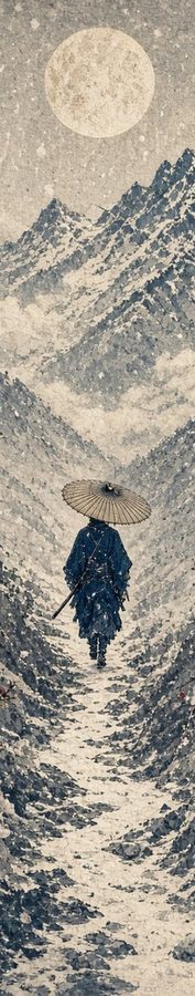 Ronin Snow Umbrella flat artwork, Samurai Folklore collection