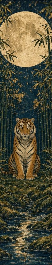 Tiger Bamboo Moonlight flat artwork, Samurai Folklore collection