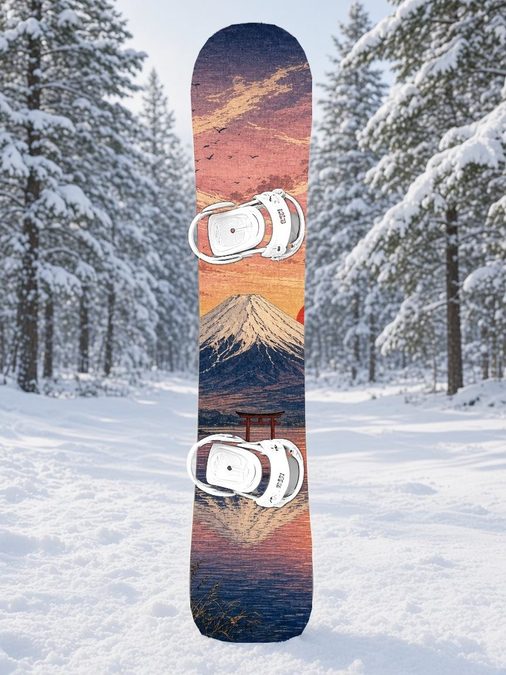 Fuji Sunrise Torii Lake snowboard wrap, Samurai Folklore collection