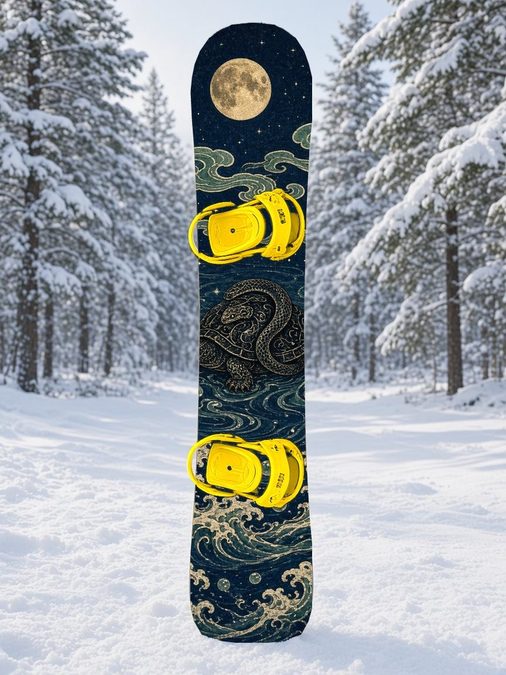 Genbu Moon Waves snowboard wrap, Samurai Folklore collection