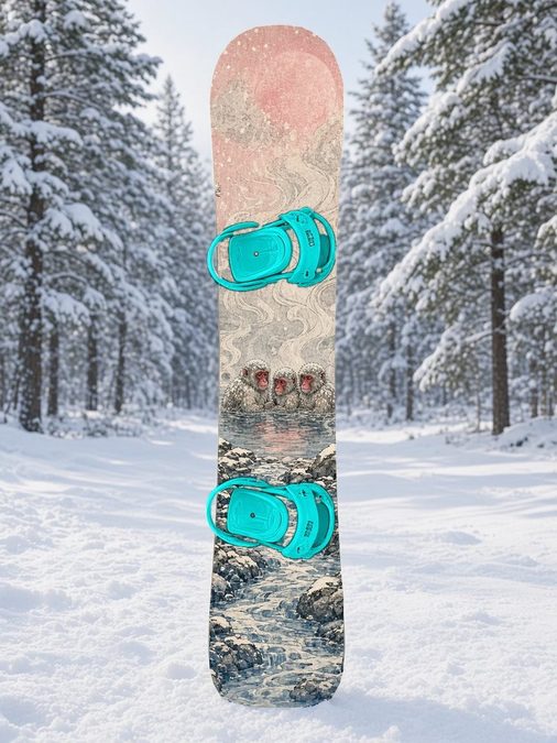 Snow Monkeys Hot Spring snowboard wrap, Samurai Folklore collection