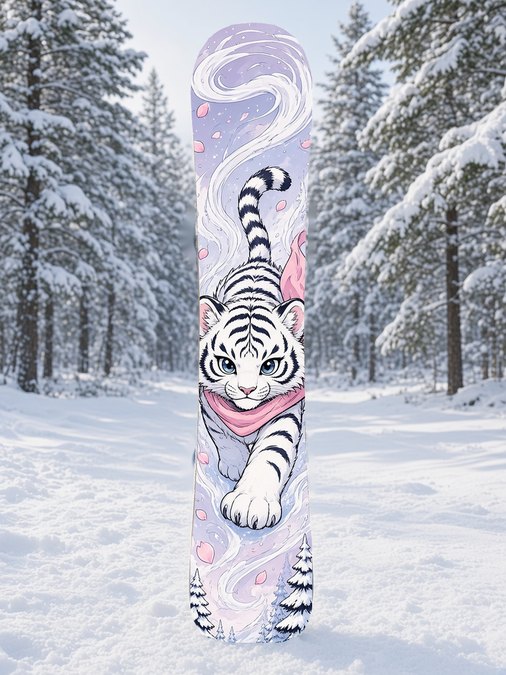 Snow Tiger Cub Spirit snowboard wrap, Mythic collection