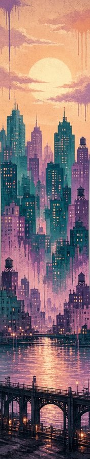 Dawn Peach Skyline flat artwork, Street & Graffiti collection