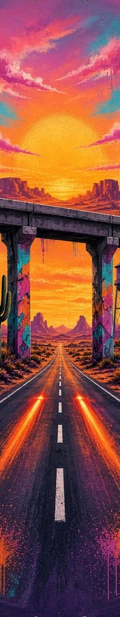 Desert Sunrise Overpass flat artwork, Street & Graffiti collection