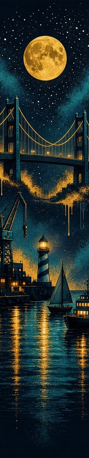 Harbor Bridge Moonlight flat artwork, Street & Graffiti collection