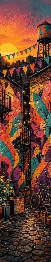 Mural Alley Golden Hour flat artwork, Street & Graffiti collection