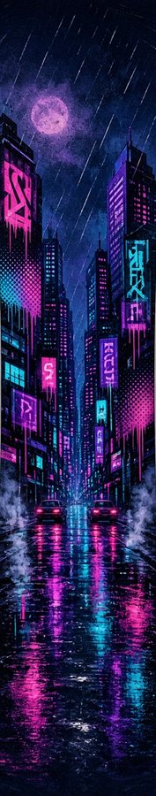 Neon Rain Downtown flat artwork, Street & Graffiti collection