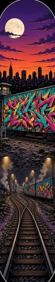Train Yard Dusk flat artwork, Street & Graffiti collection