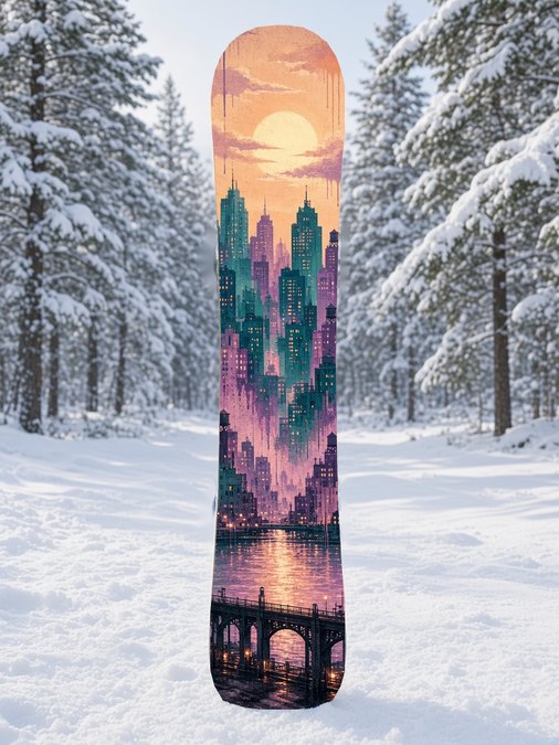 Dawn Peach Skyline snowboard wrap, Street & Graffiti collection