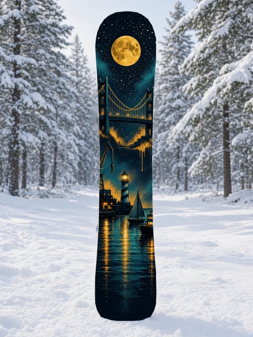 Harbor Bridge Moonlight snowboard wrap, Street & Graffiti collection