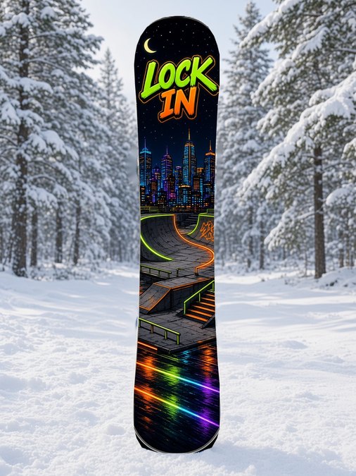 Lock In Neon Skatepark snowboard wrap, Street & Graffiti collection
