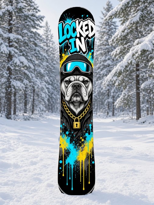 Locked In Bulldog snowboard wrap, Street & Graffiti collection