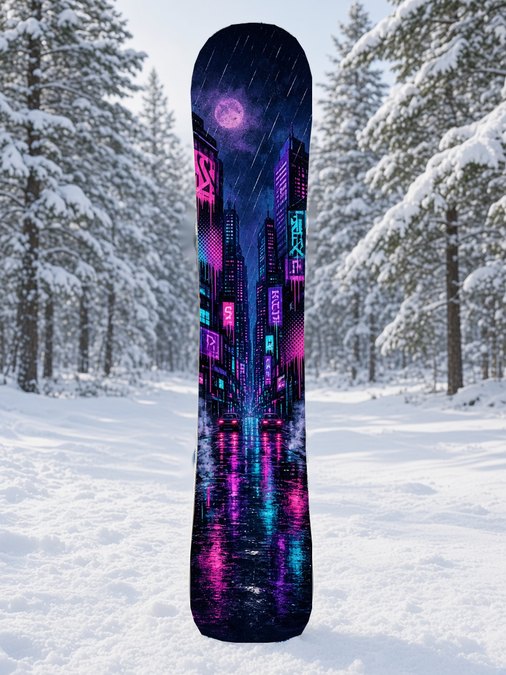 Neon Rain Downtown snowboard wrap, Street & Graffiti collection