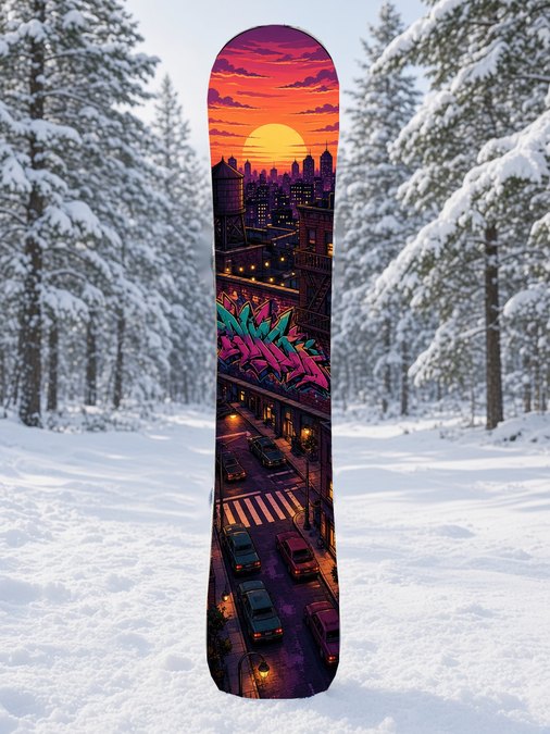 Rooftop Sunset Street snowboard wrap, Street & Graffiti collection