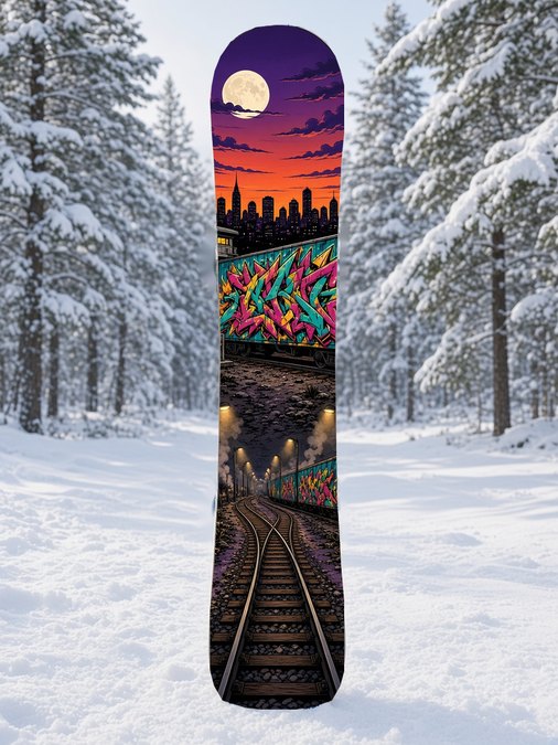 Train Yard Dusk snowboard wrap, Street & Graffiti collection