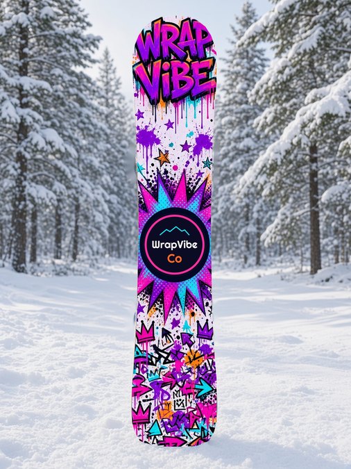 WrapVibe Lilac Wall Badge snowboard wrap, Street & Graffiti collection
