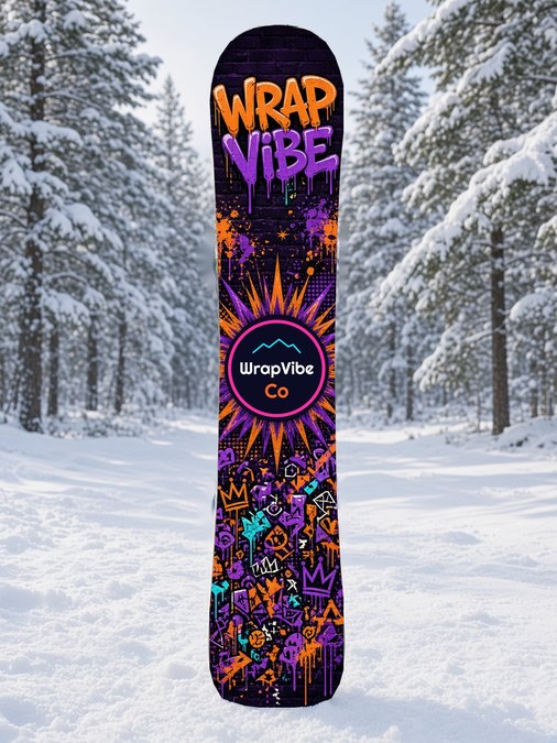 WrapVibe Sunset Brick Badge snowboard wrap, Street & Graffiti collection