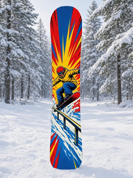 Comic Rail Slide snowboard wrap, Terrain Park collection