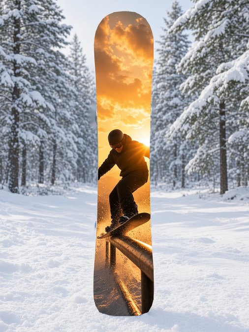 Rail Slide Golden snowboard wrap, Terrain Park collection