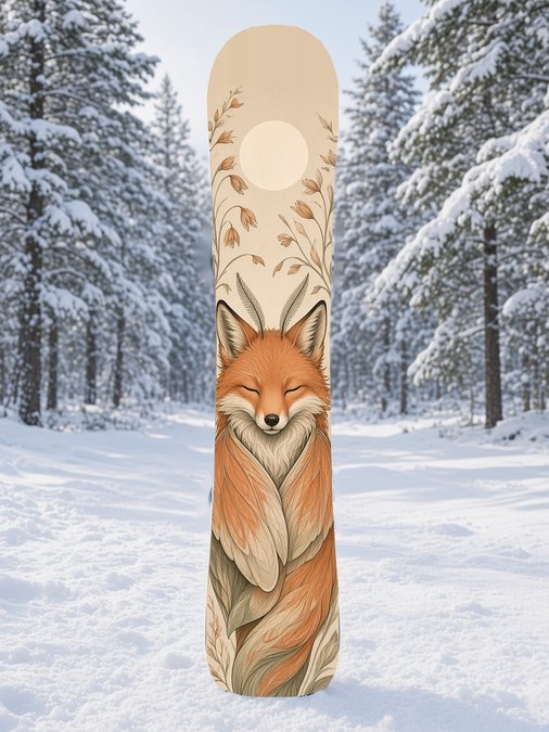 Calm Fox Moth Spirit snowboard wrap, Mythic collection