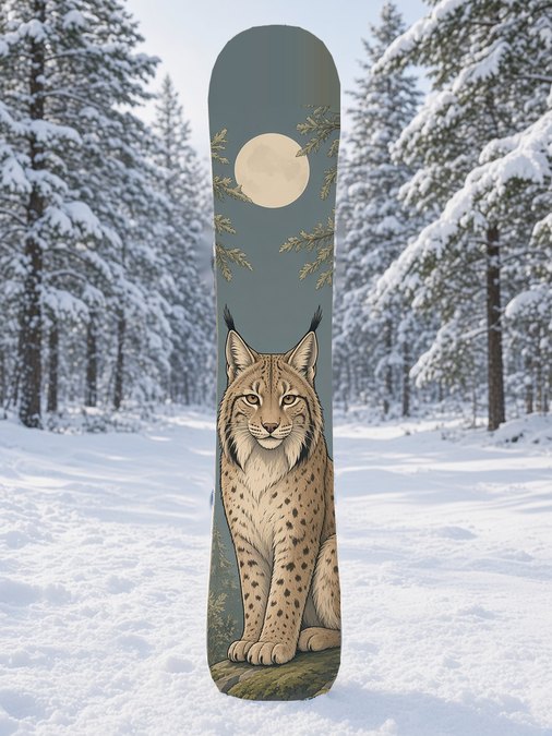 Calm Lynx Spirit snowboard wrap, Mythic collection