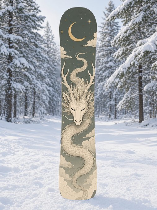 Celestial Calm Dragon snowboard wrap, Mythic collection